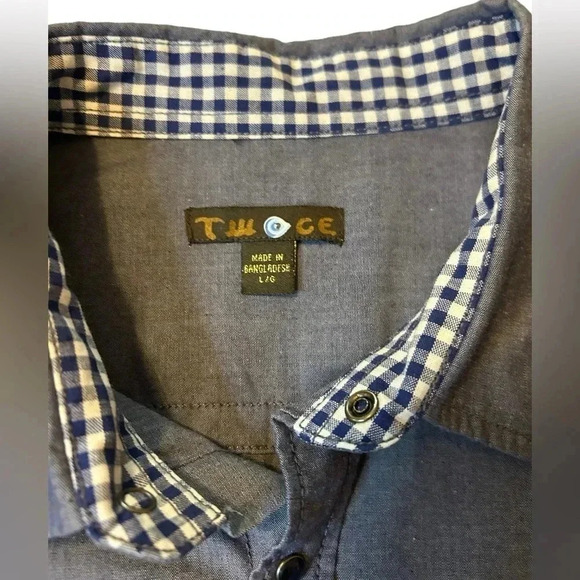 Twice Men’s Western Shirt Long Sleeve Pearl Snaps Roll Tab Sleeve - Picture 10 of 14